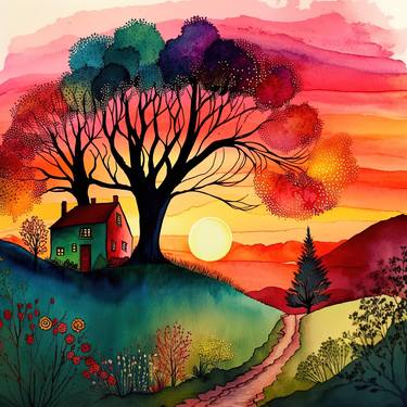 Print of Landscape Mixed Media by Chromatic Fusion Studio