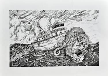 Original Illustration Boat Drawings by Muhammad Syafii Mainial