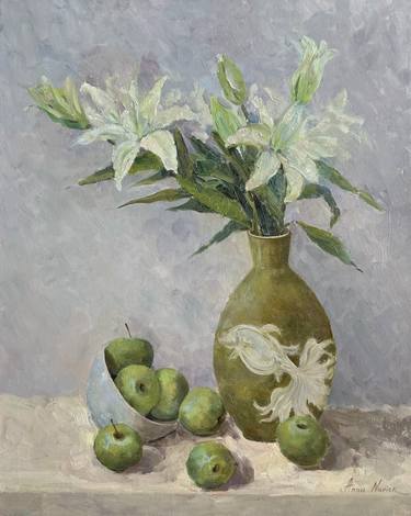 Still life with green apples thumb