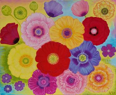 Print of Abstract Floral Paintings by Vera Udalova