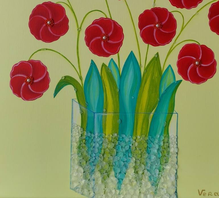 Original Art Deco Floral Painting by Vera Udalova
