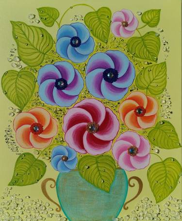 Original Folk Floral Paintings by Vera Udalova