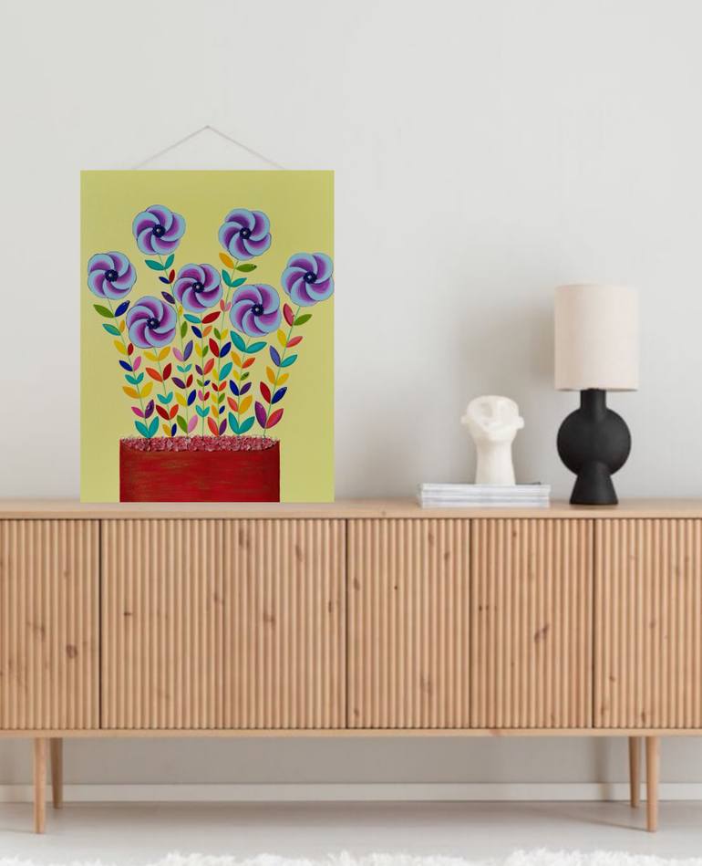 Original Abstract Floral Painting by Vera Udalova