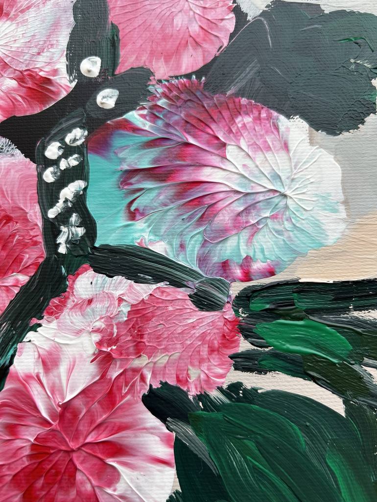Original Abstract Floral Painting by Majlinda Tufina