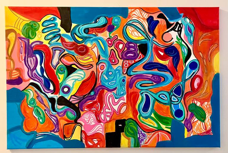 Original Abstract Painting by Anne Hurst | Abstract Art on Canvas | Take the Long Way Home (The Infinite Data Base Series)