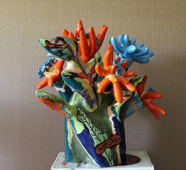 Original Abstract Expressionism Floral Sculpture by Alacia Stubbs