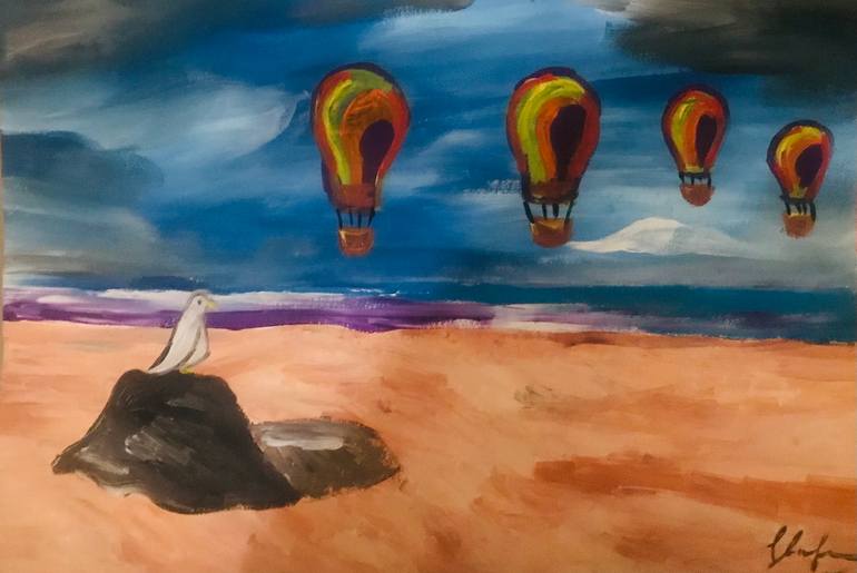Artist Rassam Balloons over the Atlantic Painting by Guido Elias Rassam Contino - L ...