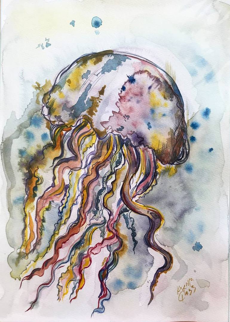 How to paint Jellyfish on Black Watercolor paper