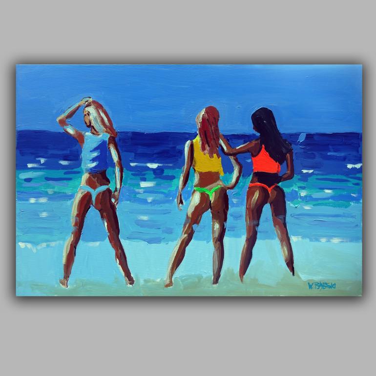 Original Abstract Beach Painting by Wojciech BąBski