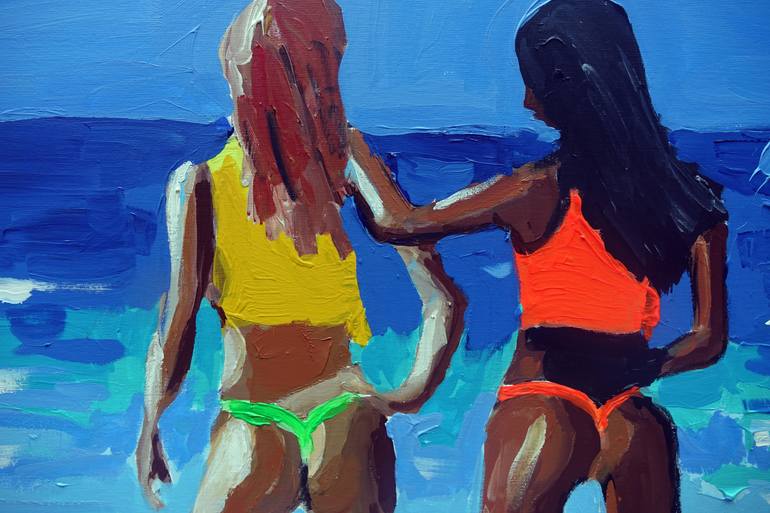 Original Abstract Beach Painting by Wojciech BąBski