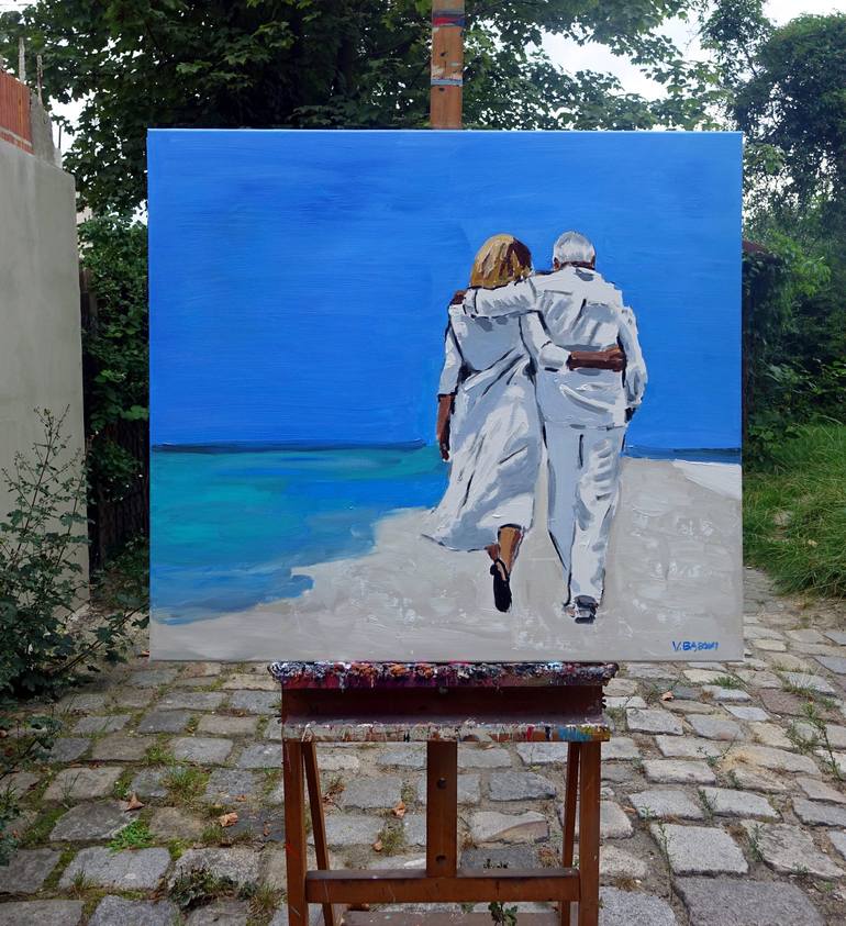 Original Figurative Beach Painting by Wojciech Bąbski