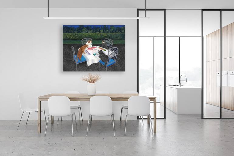 Original Contemporary Cats Painting by Karen Zuk Rosenblatt