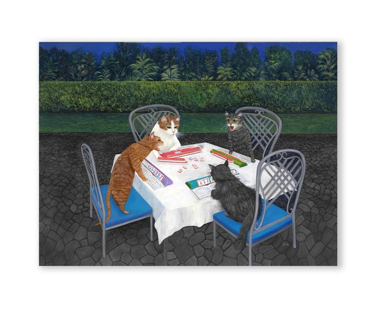 Original Contemporary Cats Painting by Karen Zuk Rosenblatt