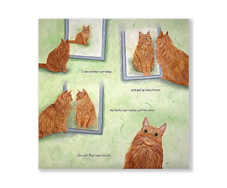 Original Illustration Cats Painting by Karen Zuk Rosenblatt