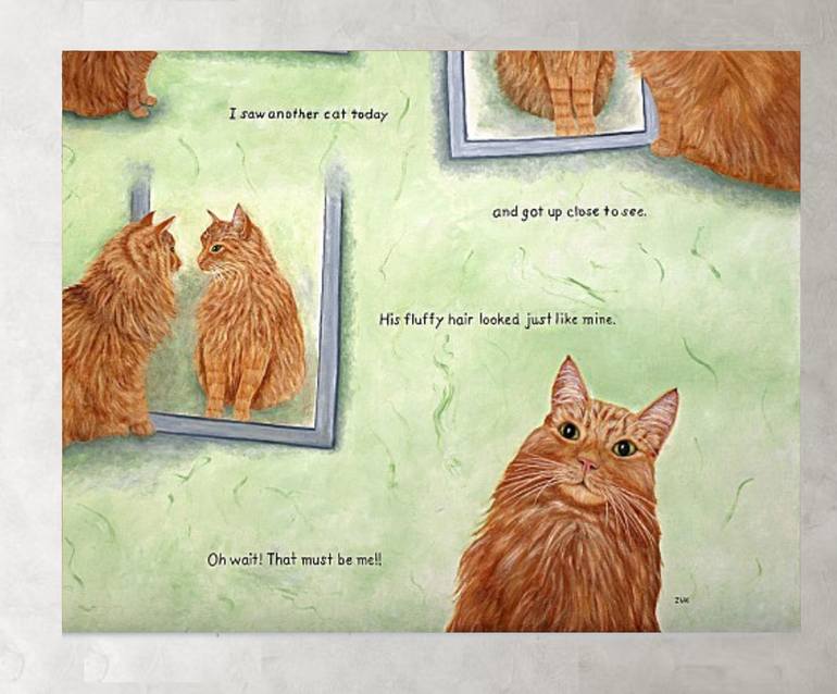Original Illustration Cats Painting by Karen Zuk Rosenblatt