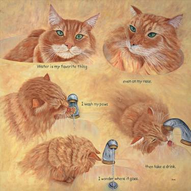 Original Illustration Cats Paintings by Karen Zuk Rosenblatt