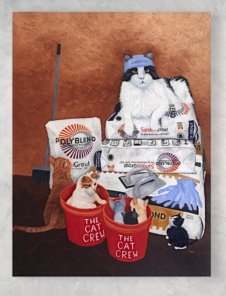Original Realism Cats Painting by Karen Zuk Rosenblatt