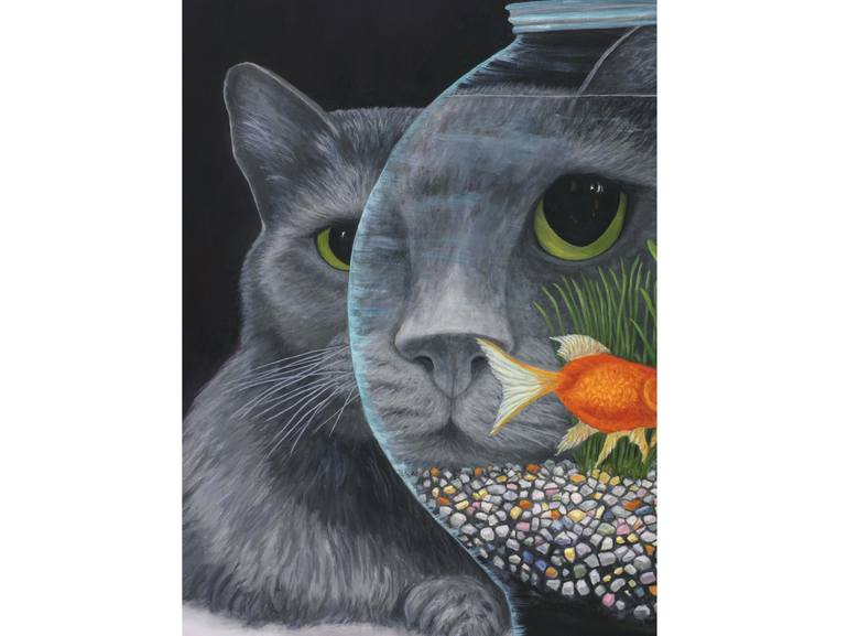 Original Realism Cats Painting by Karen Zuk Rosenblatt