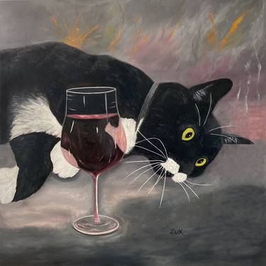 Tuxedo Cat and Wine thumb