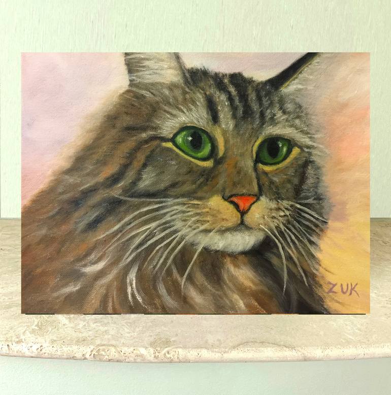 Original Contemporary Cats Painting by Karen Zuk Rosenblatt