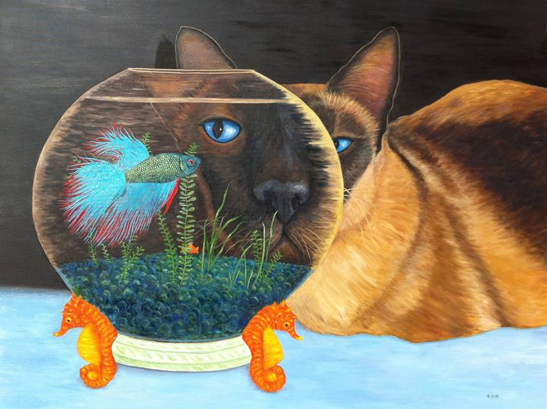 Print of Realism Cats Paintings by Karen Zuk Rosenblatt