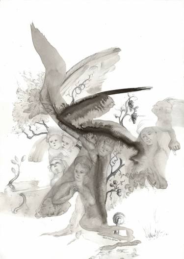 Original Art Nouveau Nature Drawing by Till Felix Hallauer