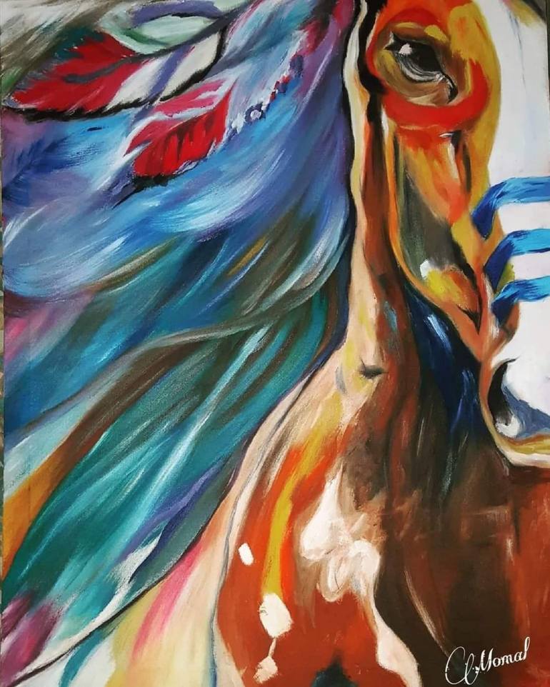 abstract indian horse paintings