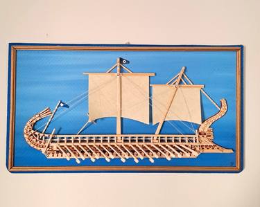 Wall Art Decor Greek Tireme in Balsa Wood thumb