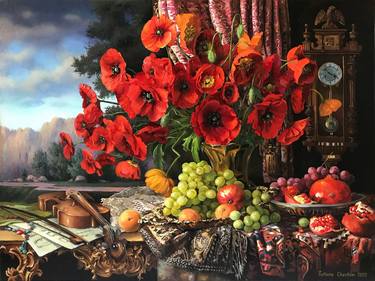 Original Fine Art Still Life Paintings by Tatjana Cechun