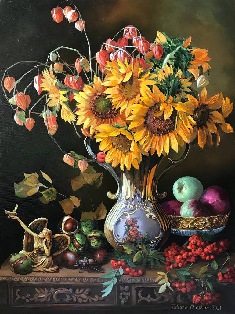 Gifts of autumn Painting by Tatjana Cechun | Saatchi Art