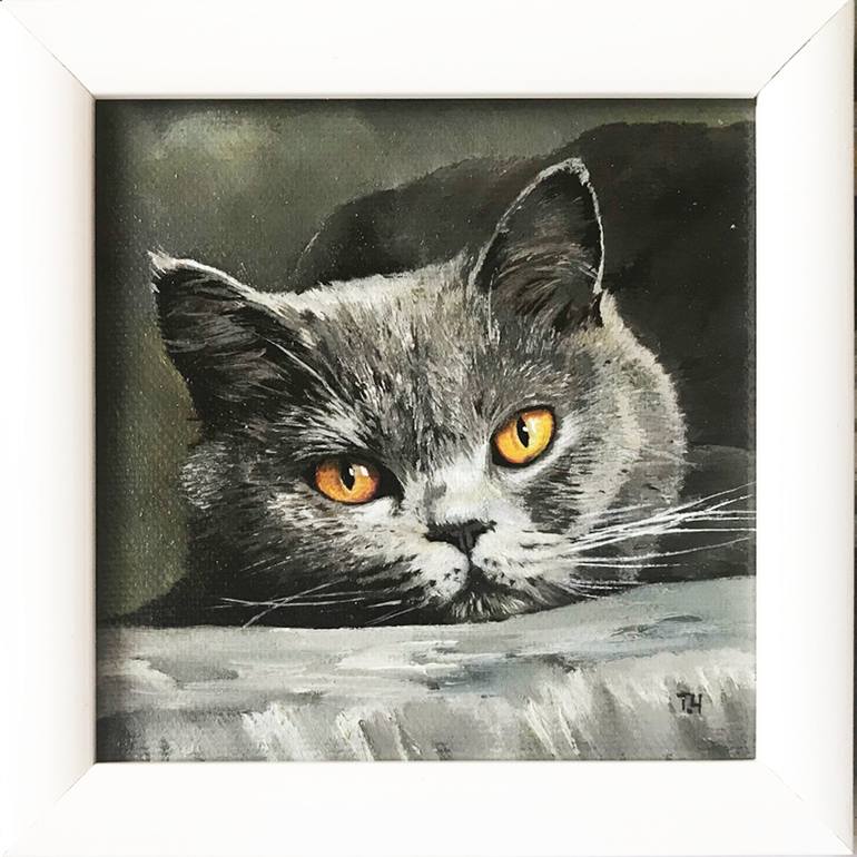 Original Cats Painting by Tatjana Cechun