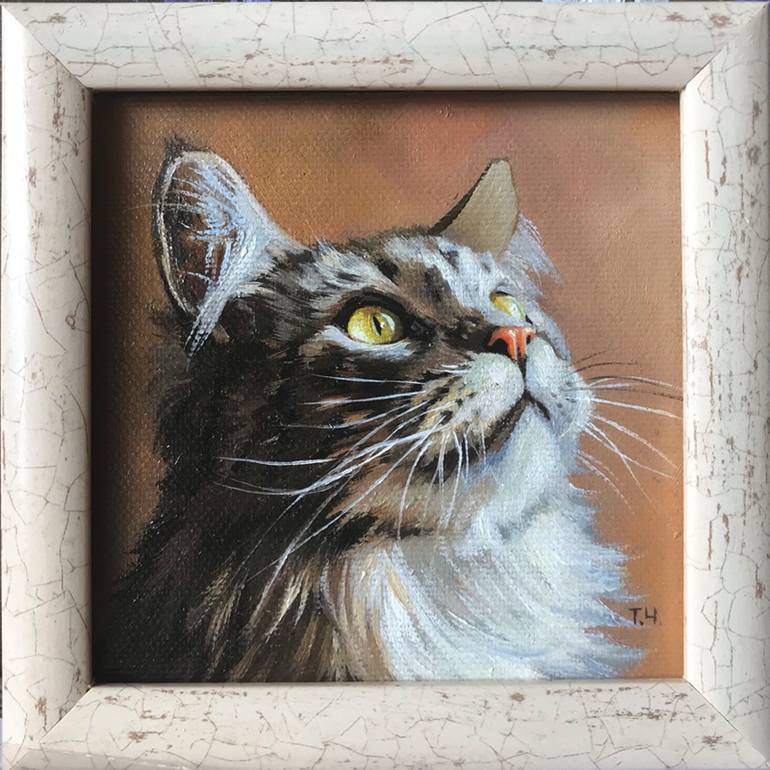 Original Contemporary Cats Painting by Tatjana Cechun