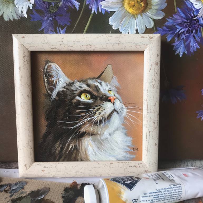 Original Contemporary Cats Painting by Tatjana Cechun