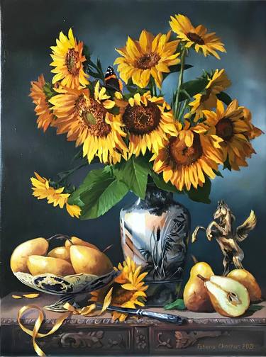 Sunflowers and pears thumb