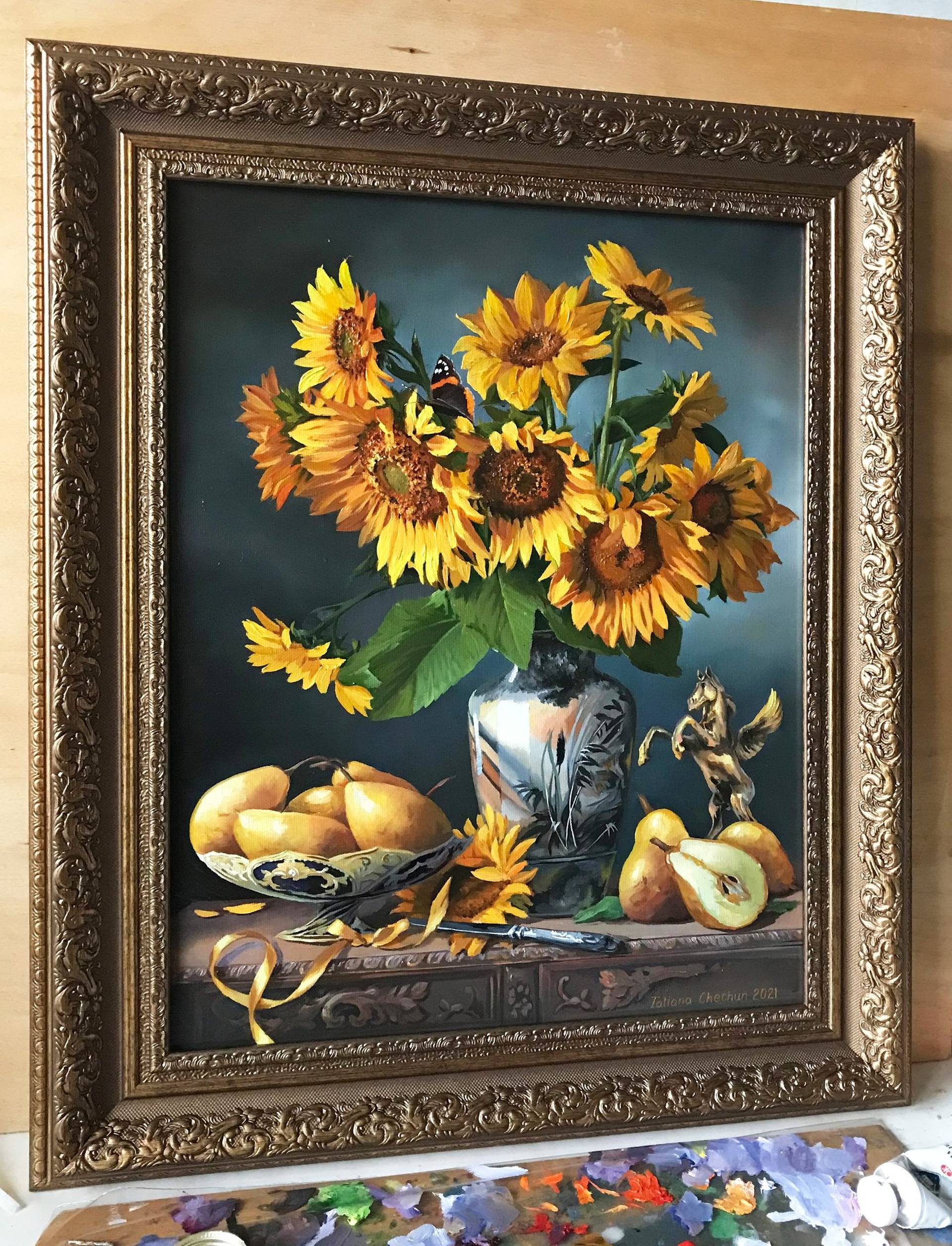 Sunflowers and pears