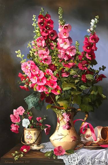 Original Fine Art Floral Paintings by Tatjana Cechun