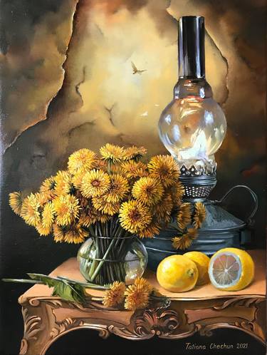 Original Fine Art Still Life Paintings by Tatjana Cechun