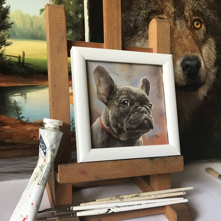 Original Contemporary Dogs Painting by Tatjana Cechun
