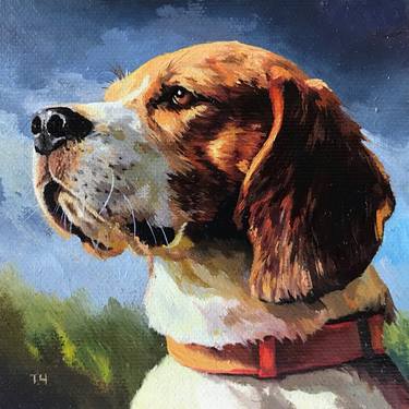 Original Fine Art Dogs Paintings by Tatjana Cechun