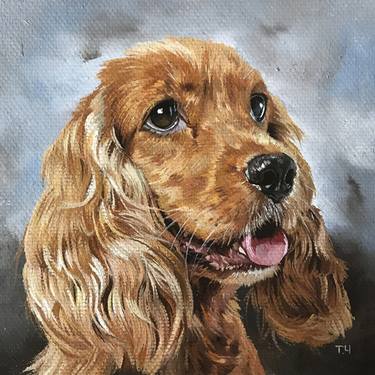 Original Fine Art Dogs Paintings by Tatjana Cechun