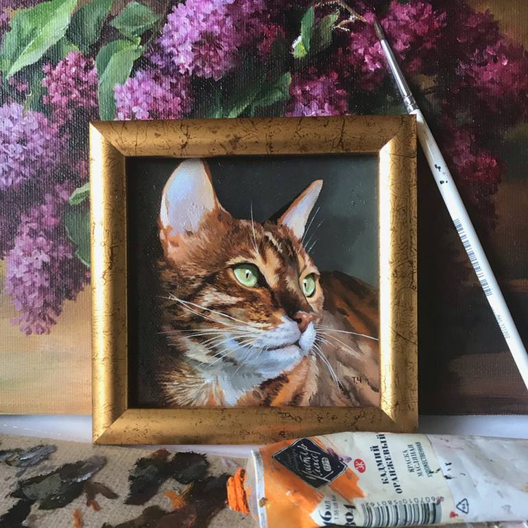 Red tabby cat Painting by Tatjana Cechun | Saatchi Art