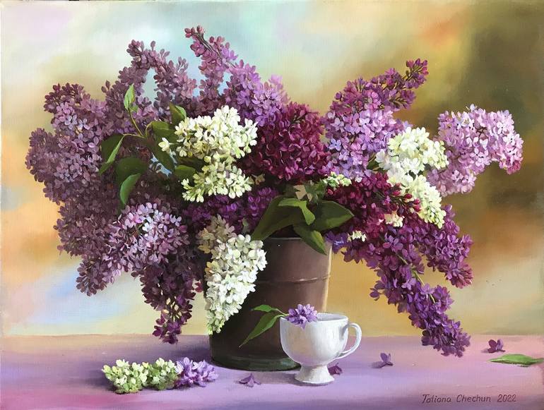 Lilac - Painting by Tatjana Cechun - Paintings & Prints, Still