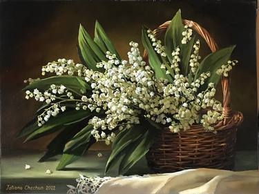 Lilies of the valley in a basket thumb