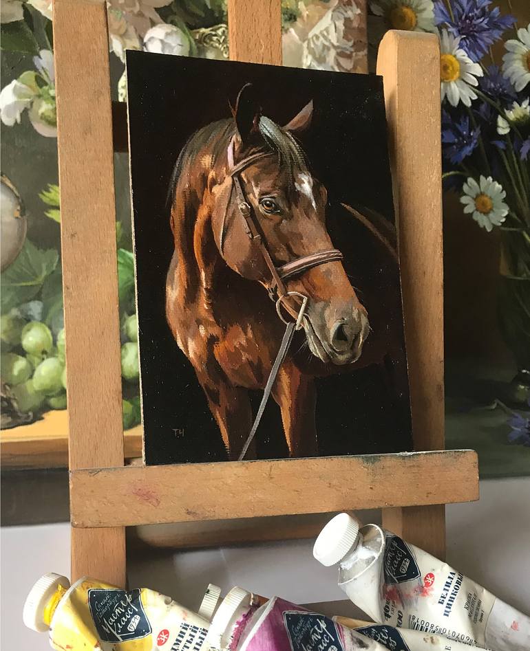 Original Contemporary Horse Painting by Tatjana Cechun