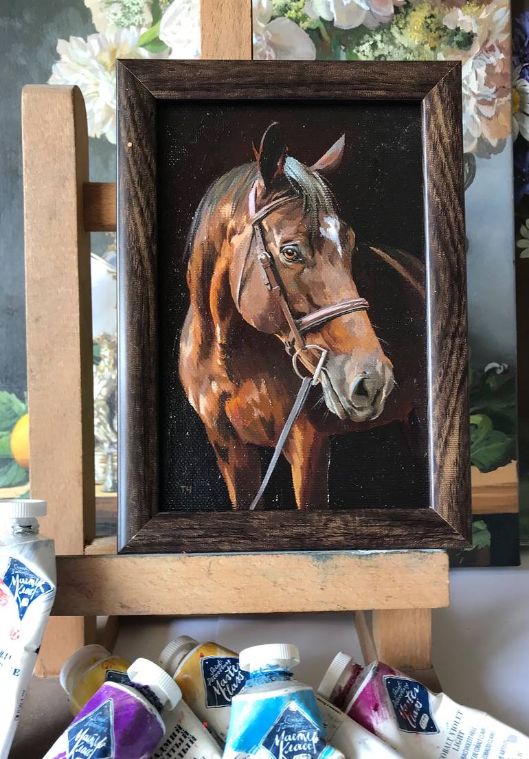 Original Contemporary Horse Painting by Tatjana Cechun