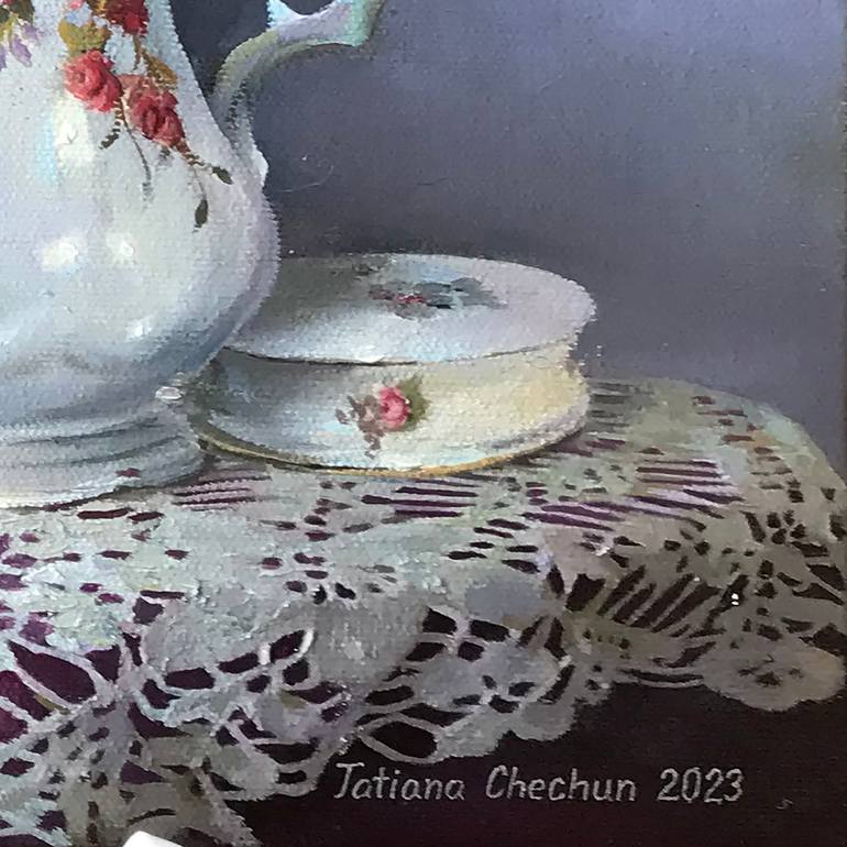 Still life with field bouquet Painting by Tatjana Cechun | Saatchi Art