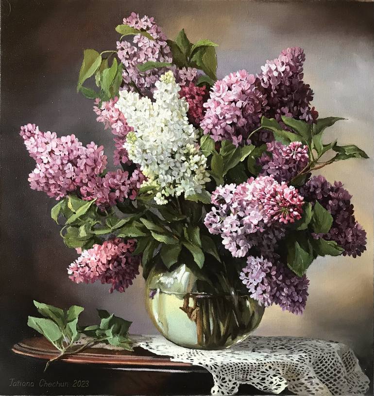 Lilac Painting by Tatjana Cechun | Saatchi Art