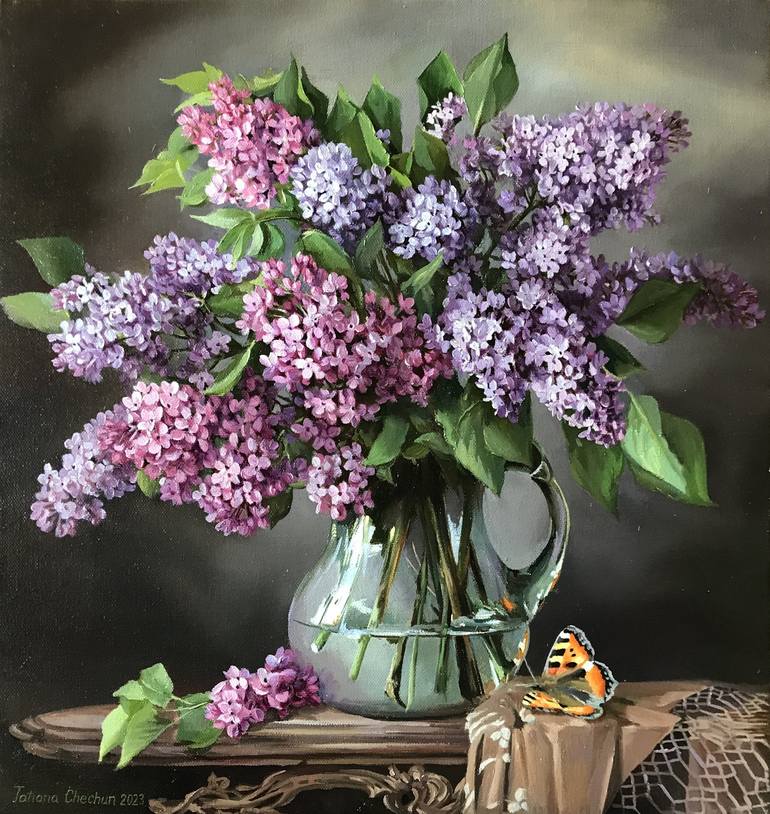 Lilac - Painting by Tatjana Cechun - Paintings & Prints, Still