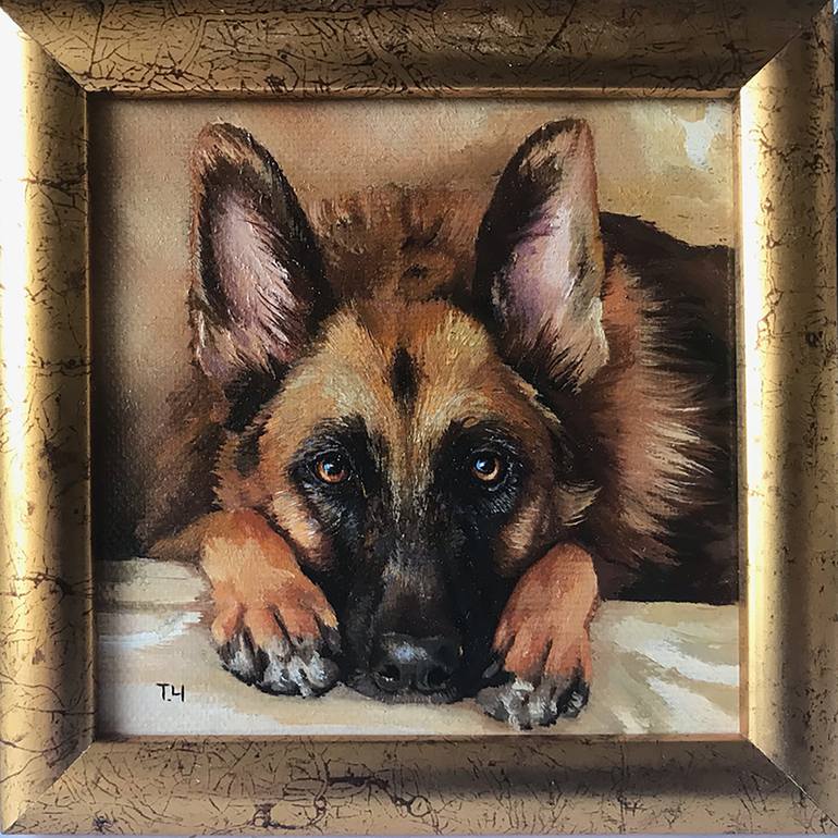 Original Contemporary Dogs Painting by Tatjana Cechun