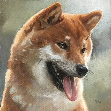 Original Fine Art Dogs Paintings by Tatjana Cechun